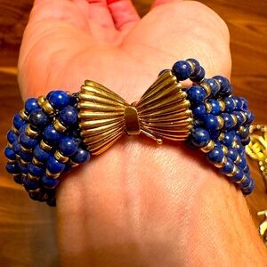 VINTAGE MULTI-STRAND LAPIS LAZULI BEAD 8” BRACELET